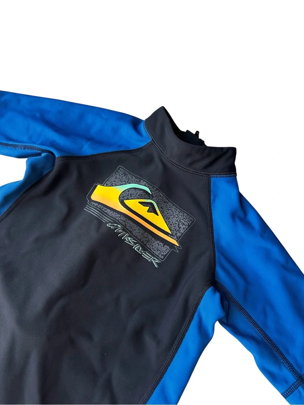 Quiksilver Boys Thermo Spring Short Sleeve UPF 50 Rashguard blue black size 7